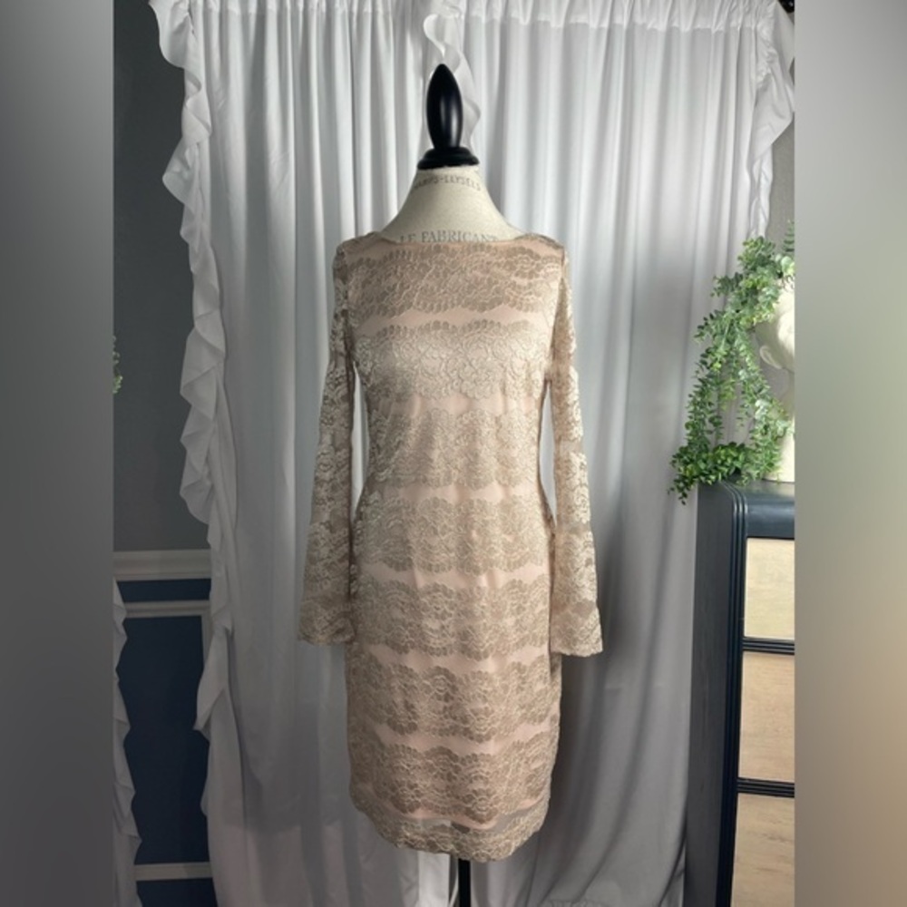 Jessica Howard Champagne Pink Lace Dress Size 8 NWT